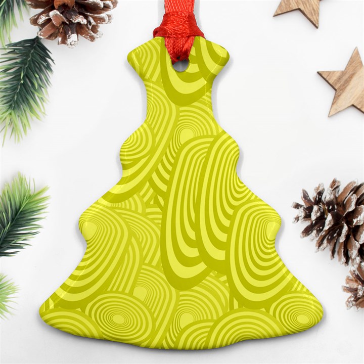 Yellow Oval Ellipse Egg Elliptical Ornament (Christmas Tree) 