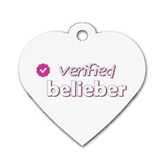 Verified Belieber Dog Tag Heart (two Sides) by Valentinaart