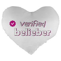 Verified Belieber Large 19  Premium Heart Shape Cushions by Valentinaart