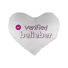 Verified Belieber Standard 16  Premium Flano Heart Shape Cushions by Valentinaart