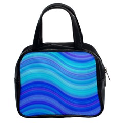 Blue Background Water Design Wave Classic Handbags (2 Sides) by BangZart