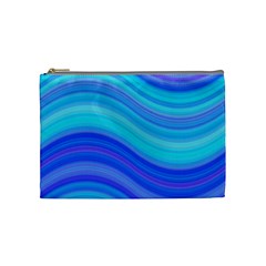 Blue Background Water Design Wave Cosmetic Bag (medium)  by BangZart