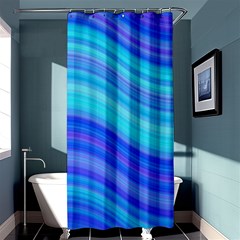 Blue Background Water Design Wave Shower Curtain 36  X 72  (stall)  by BangZart