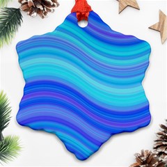 Blue Background Water Design Wave Snowflake Ornament (two Sides)