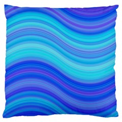 Blue Background Water Design Wave Large Flano Cushion Case (two Sides) by BangZart