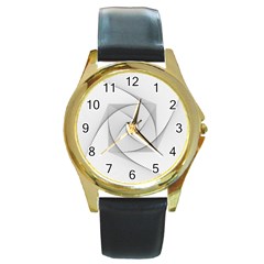 Rotation Rotated Spiral Swirl Round Gold Metal Watch