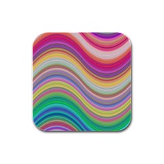 Wave Background Happy Design Rubber Square Coaster (4 Pack)  by BangZart