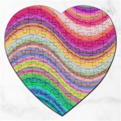 Wave Background Happy Design Jigsaw Puzzle (heart) by BangZart