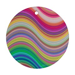 Wave Background Happy Design Round Ornament (two Sides)