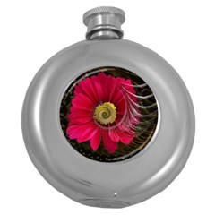 Fantasy Flower Fractal Blossom Round Hip Flask (5 Oz) by BangZart