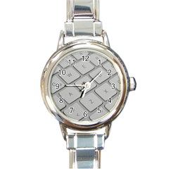 Keyboard Letters Key Print White Round Italian Charm Watch by BangZart