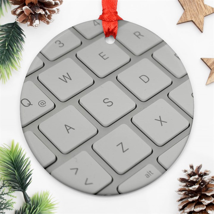 Keyboard Letters Key Print White Ornament (Round)