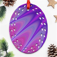 Purple Star Sun Sunshine Fractal Oval Filigree Ornament (two Sides)