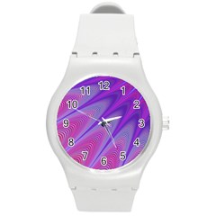 Purple Star Sun Sunshine Fractal Round Plastic Sport Watch (m) by BangZart