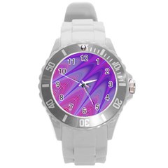 Purple Star Sun Sunshine Fractal Round Plastic Sport Watch (l) by BangZart