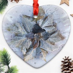 Winter Frost Ice Sheet Leaves Ornament (heart)