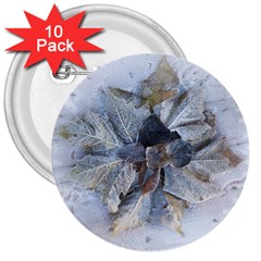 Winter Frost Ice Sheet Leaves 3  Buttons (10 Pack) 