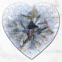 Winter Frost Ice Sheet Leaves Jigsaw Puzzle (heart)