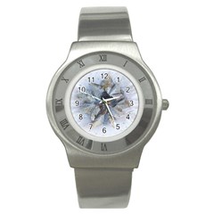 Winter Frost Ice Sheet Leaves Stainless Steel Watch by BangZart