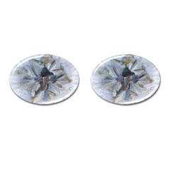 Winter Frost Ice Sheet Leaves Cufflinks (oval)