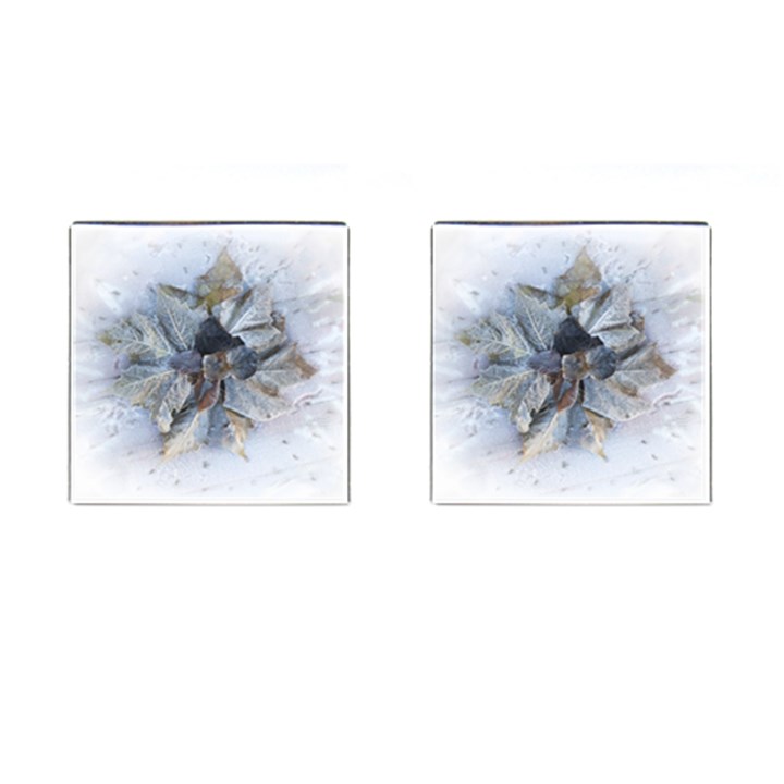 Winter Frost Ice Sheet Leaves Cufflinks (Square)