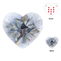 Winter Frost Ice Sheet Leaves Playing Cards (heart) 