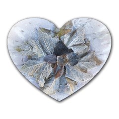 Winter Frost Ice Sheet Leaves Heart Mousepads by BangZart