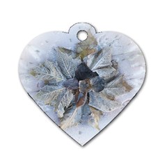 Winter Frost Ice Sheet Leaves Dog Tag Heart (two Sides) by BangZart