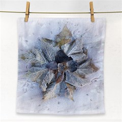 Winter Frost Ice Sheet Leaves Face Towel