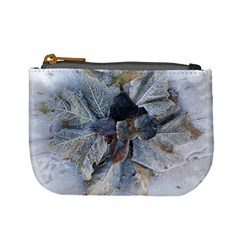 Winter Frost Ice Sheet Leaves Mini Coin Purses by BangZart