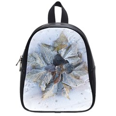 Winter Frost Ice Sheet Leaves School Bag (small)