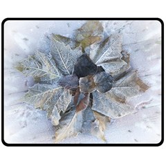 Winter Frost Ice Sheet Leaves Fleece Blanket (medium) 