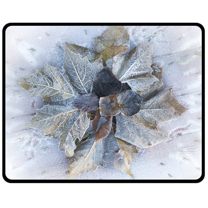 Winter Frost Ice Sheet Leaves Fleece Blanket (Medium) 