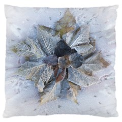 Winter Frost Ice Sheet Leaves Large Cushion Case (one Side) by BangZart