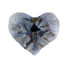 Winter Frost Ice Sheet Leaves Standard 16  Premium Heart Shape Cushions