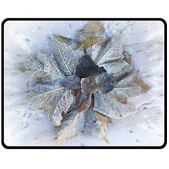 Winter Frost Ice Sheet Leaves Double Sided Fleece Blanket (medium) 