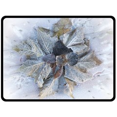 Winter Frost Ice Sheet Leaves Double Sided Fleece Blanket (large) 