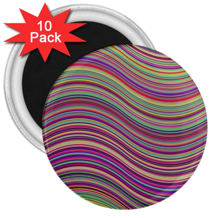 Wave Abstract Happy Background 3  Magnets (10 pack) 