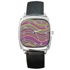 Wave Abstract Happy Background Square Metal Watch by BangZart