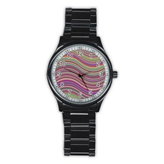 Wave Abstract Happy Background Stainless Steel Round Watch