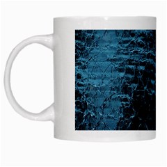 Blue Black Shiny Fabric Pattern White Mugs