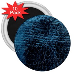 Blue Black Shiny Fabric Pattern 3  Magnets (10 Pack) 