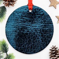 Blue Black Shiny Fabric Pattern Round Ornament (two Sides)