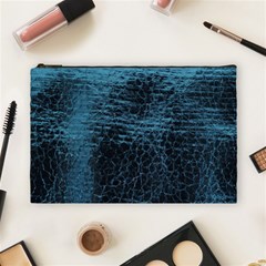 Blue Black Shiny Fabric Pattern Cosmetic Bag (large) 