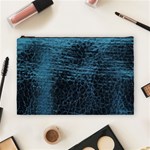 Blue Black Shiny Fabric Pattern Cosmetic Bag (Large)  Front