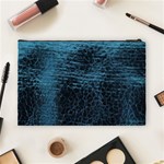 Blue Black Shiny Fabric Pattern Cosmetic Bag (Large)  Back