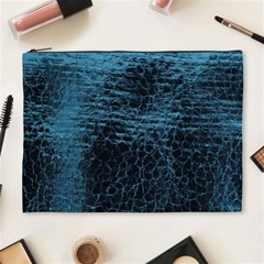 Blue Black Shiny Fabric Pattern Cosmetic Bag (xl) by BangZart