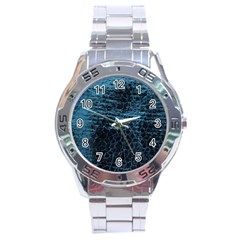 Blue Black Shiny Fabric Pattern Stainless Steel Analogue Watch by BangZart