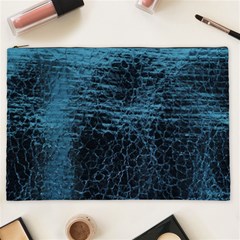 Blue Black Shiny Fabric Pattern Cosmetic Bag (xxl) 