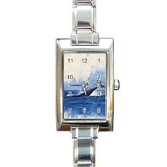 Whale Watercolor Sea Rectangle Italian Charm Watch by BangZart